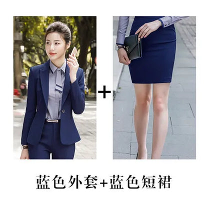 Business Lady Uniform Formal Pant Suits Female 2 Piece Office Set Women Trousers Blazer Suits Clothes Work Wear 2022 Autumn 4XL