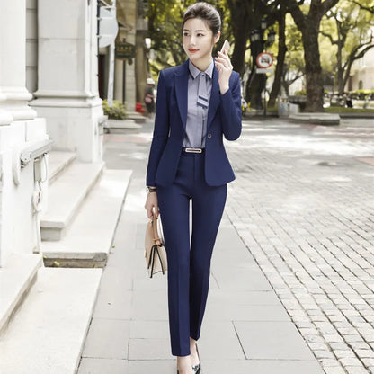 Business Lady Uniform Formal Pant Suits Female 2 Piece Office Set Women Trousers Blazer Suits Clothes Work Wear 2022 Autumn 4XL