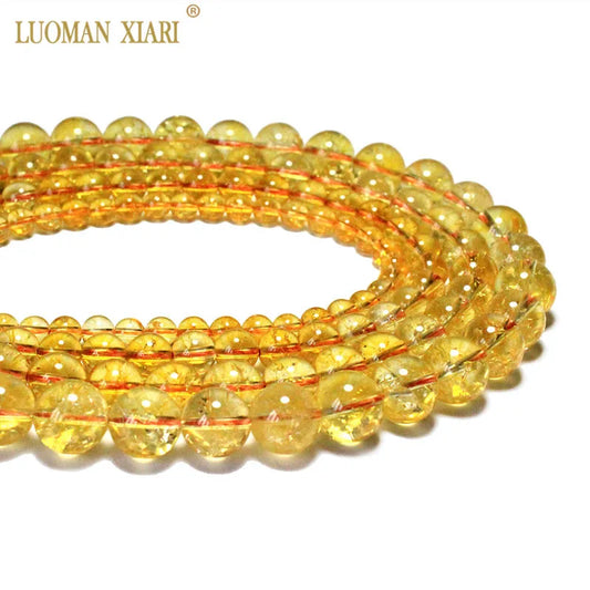 Wholesale Natural Citrines Crystal Beads Yellow Quartz Natural Stone Beads For Jewelry Making Diy Necklace 6/ 8/10/12mm 15"