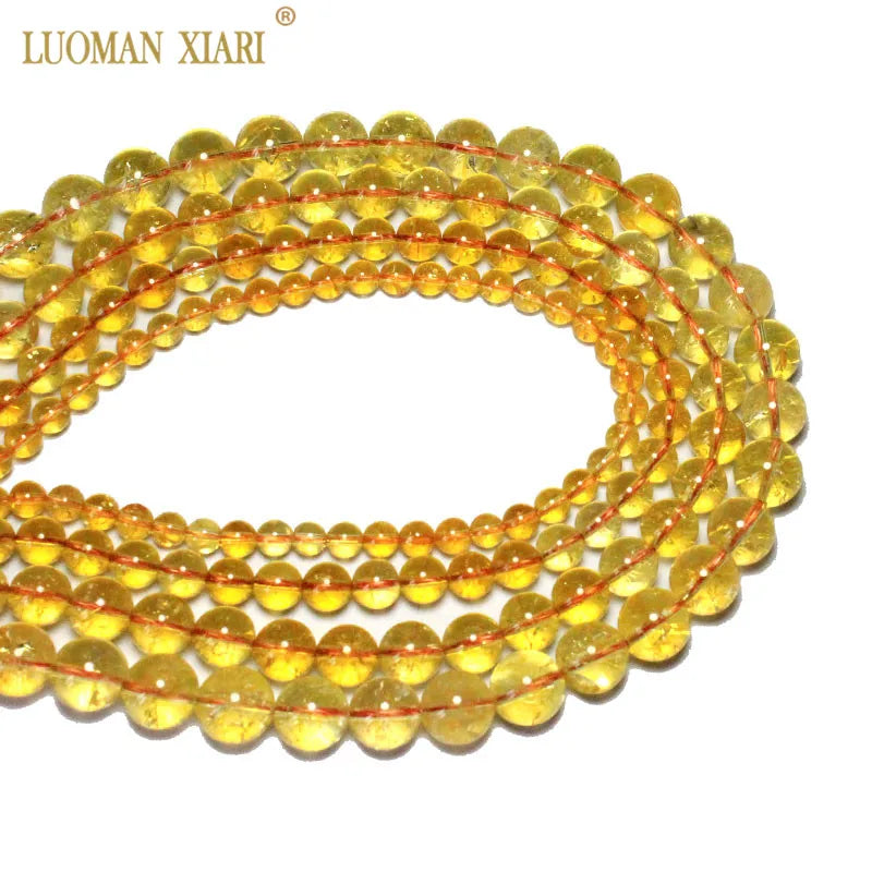 Wholesale Natural Citrines Crystal Beads Yellow Quartz Natural Stone Beads For Jewelry Making Diy Necklace 6/ 8/10/12mm 15"