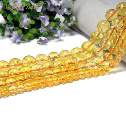 Wholesale Natural Citrines Crystal Beads Yellow Quartz Natural Stone Beads For Jewelry Making Diy Necklace 6/ 8/10/12mm 15"