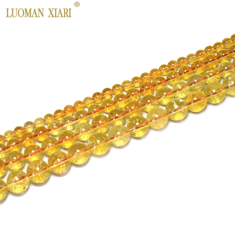 Wholesale Natural Citrines Crystal Beads Yellow Quartz Natural Stone Beads For Jewelry Making Diy Necklace 6/ 8/10/12mm 15"