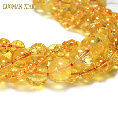 Wholesale Natural Citrines Crystal Beads Yellow Quartz Natural Stone Beads For Jewelry Making Diy Necklace 6/ 8/10/12mm 15"