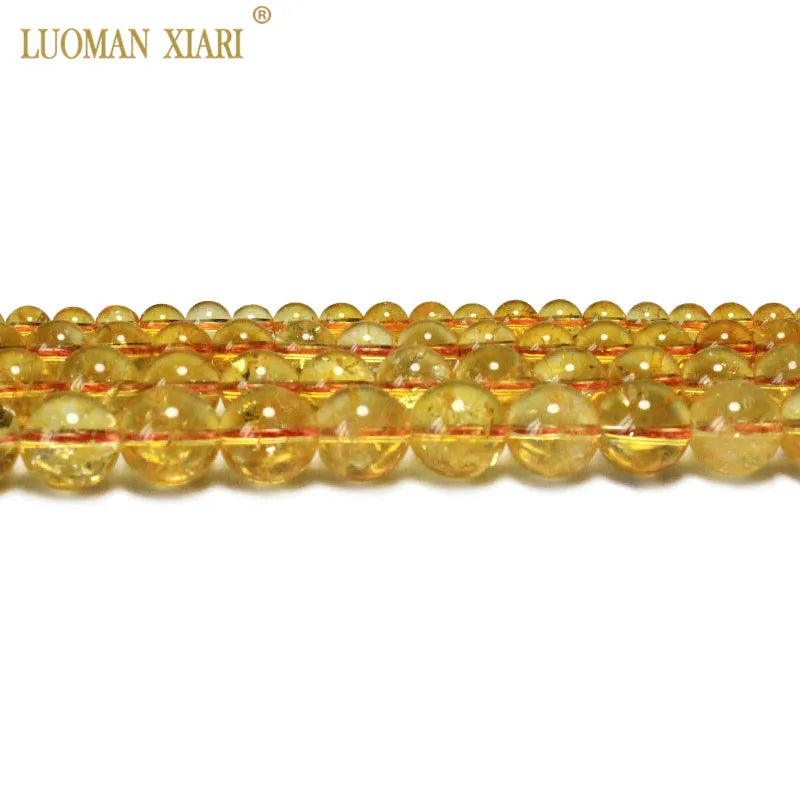 Wholesale Natural Citrines Crystal Beads Yellow Quartz Natural Stone Beads For Jewelry Making Diy Necklace 6/ 8/10/12mm 15"