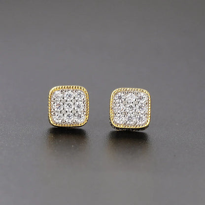 Hip Hop 8MM Square Stud Earrings For Women Men Iced Out Bling Micro Full Pave Rhinestone CZ Stone Earring Trendy Jewelry OHE127