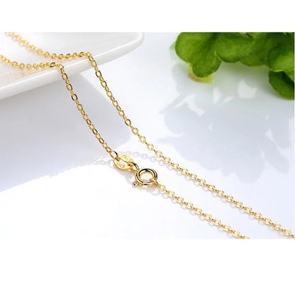 HOYON Pure 14k Gold Plated Necklace Women's Neck Collar Real Gold Box/ O Cross/ Snake Bone/Water Wave/Clavicle Chain Jewelry