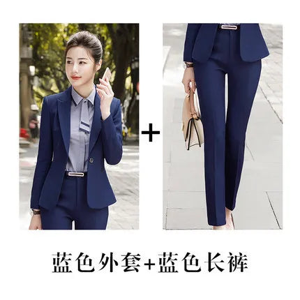 Business Lady Uniform Formal Pant Suits Female 2 Piece Office Set Women Trousers Blazer Suits Clothes Work Wear 2022 Autumn 4XL