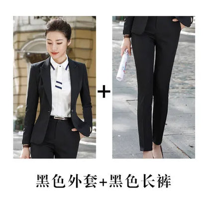 Business Lady Uniform Formal Pant Suits Female 2 Piece Office Set Women Trousers Blazer Suits Clothes Work Wear 2022 Autumn 4XL