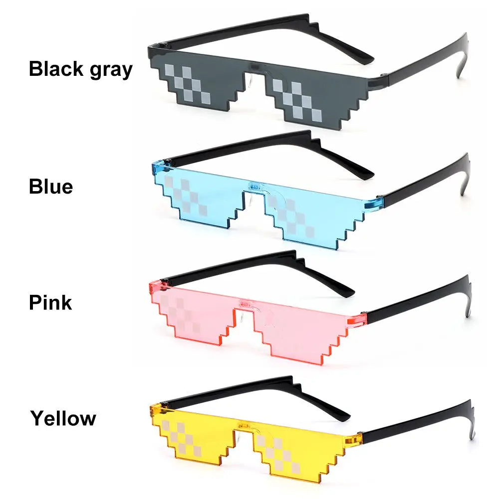 NEW Design Funny Mosaic Sunglasses Thug Life Sun Glasses Pixel Black Retro Gamer Robot Sunglasses Birthday Party Cosplay Favors