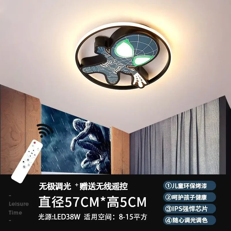 Marvel Spiderman New Multifunctional Personalized Creative Cartoon Smart Decorative Ceiling Lamp for Children's Boys' Bedroom