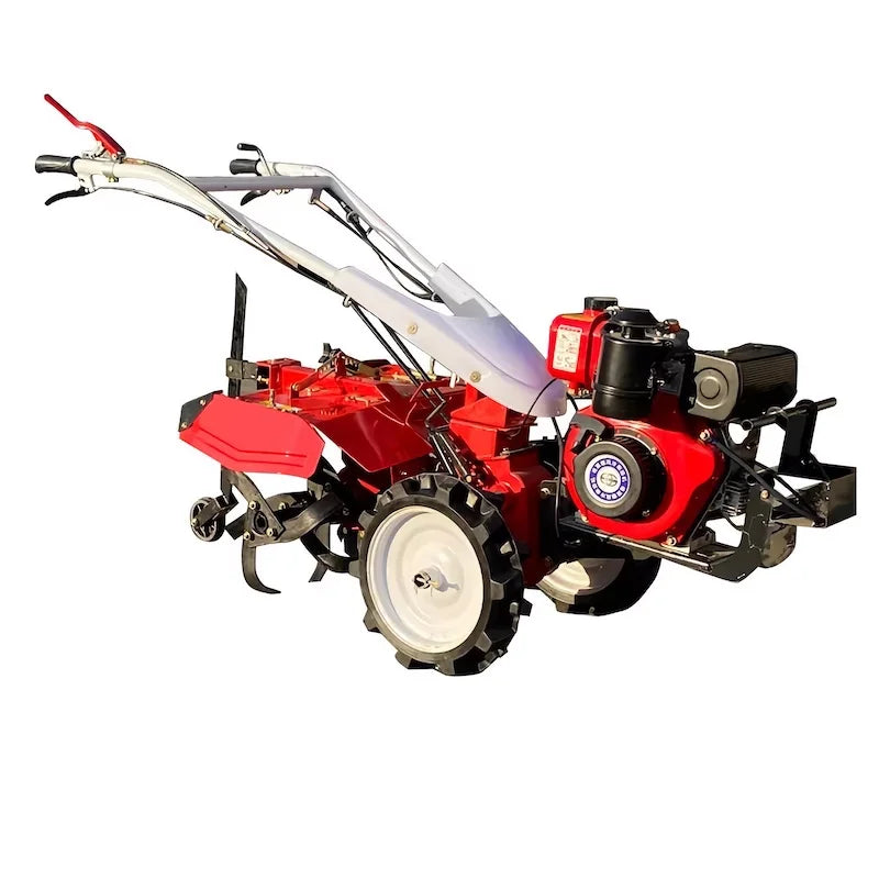 Self-Propelled 4KW 170-Type Gasoline Rotary Tiller Hand Starter Loose Soil Tilling Agricultural Machine Rubber Making Tractor