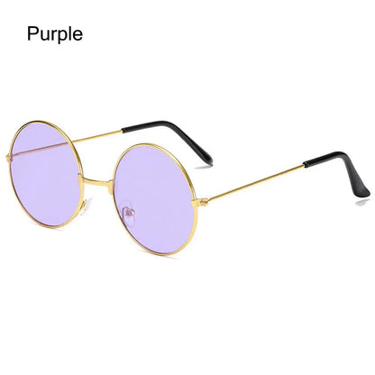 Fashion Disco Hippie Women Men Circle Glasses Round Sunglasses Metal Sunglasses Eyewear