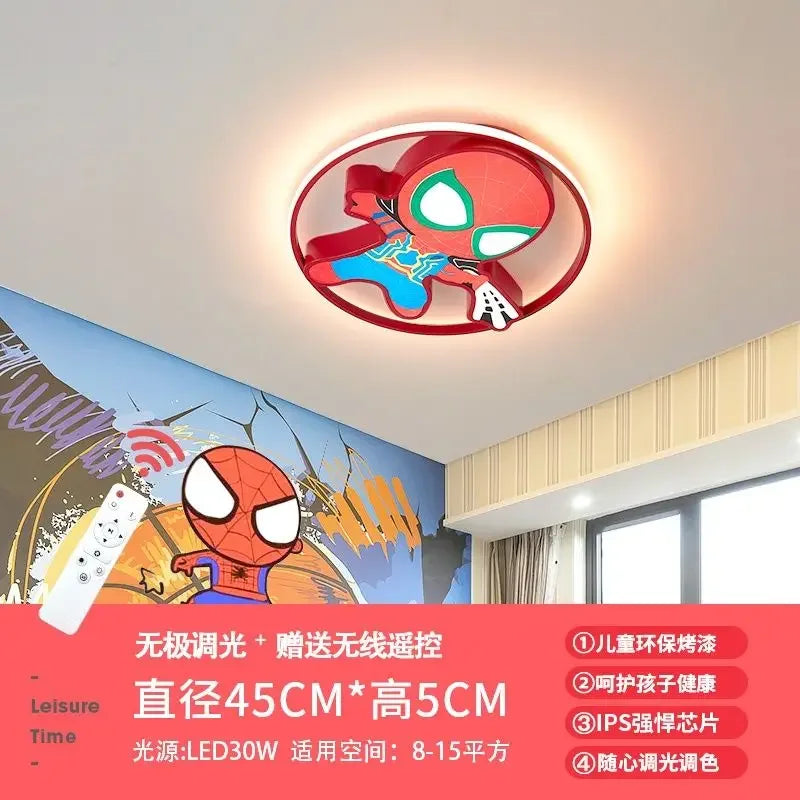 Marvel Spiderman New Multifunctional Personalized Creative Cartoon Smart Decorative Ceiling Lamp for Children's Boys' Bedroom