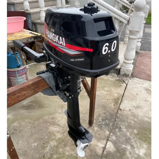 Hangkai 2 Stroke 6HP Gasoline Outboard Engine for Fishing Kayak, Canoe Boat Motors, New Water Cooled, Free Accessories