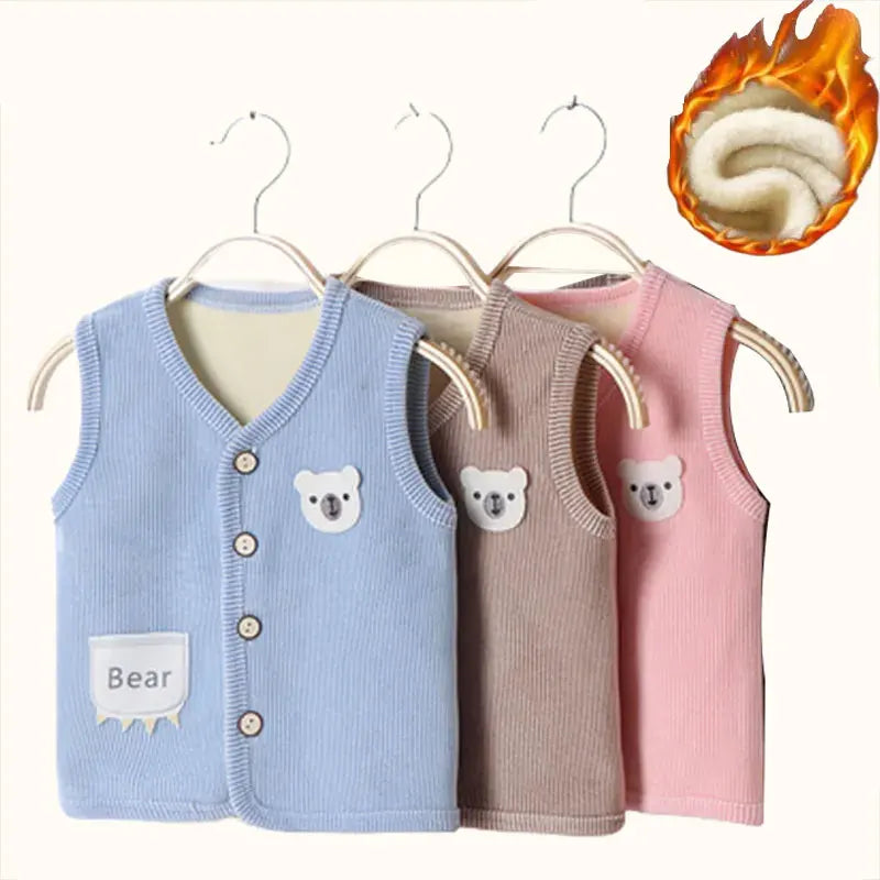 Kids Clothes Waistcoat Children's Vest  Boy Girl Thicken Velvet lining Keep Warm Jackets Vest Children's Clothing  Autumn Winter