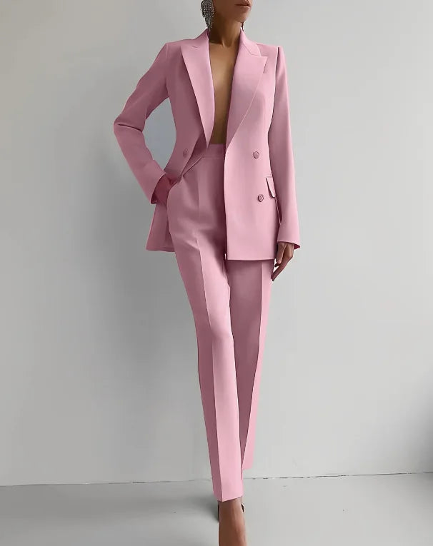 2024 Casual Long Sleeve Suit Set Office Lady Solid Elegant Slim Spring Autumn Tops Blazer Pants Two Piece Set Women Outfit