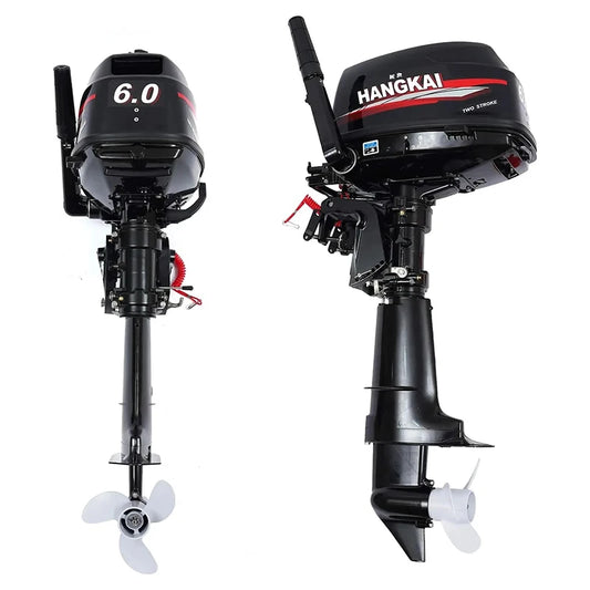 2 Stroke 6.0HP Marine Outboard Engine Boat Gasoline Motor 102CC Displacement Aluminum Construction with Water-Cooled System