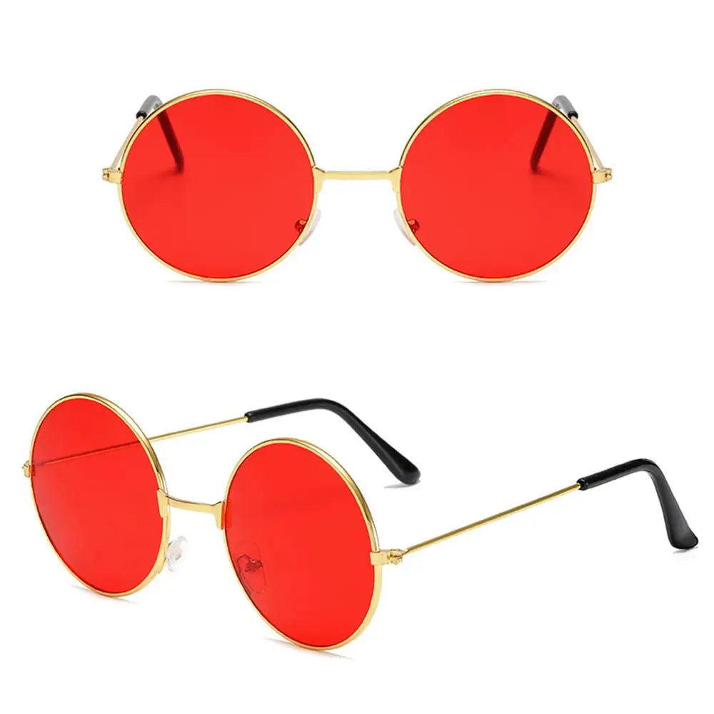 Fashion Disco Hippie Women Men Circle Glasses Round Sunglasses Metal Sunglasses Eyewear