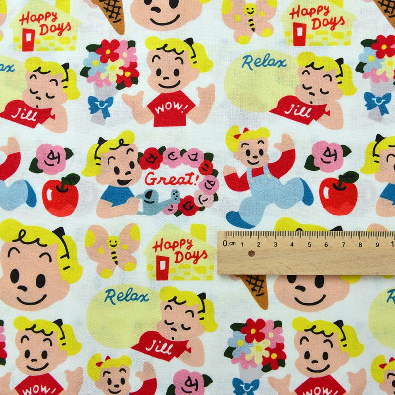 Children Cartoon Printed Cotton Japanese Style Cute for Sewing Skirt Clothes Clothing by Half Meter