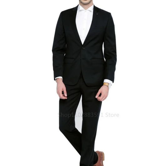 2 Pieces Classy  Wedding Tuxedos Suits Slim Fit Bridegroom For Men Groomsmen Suit Male Formal Business (Jacket+Pants）