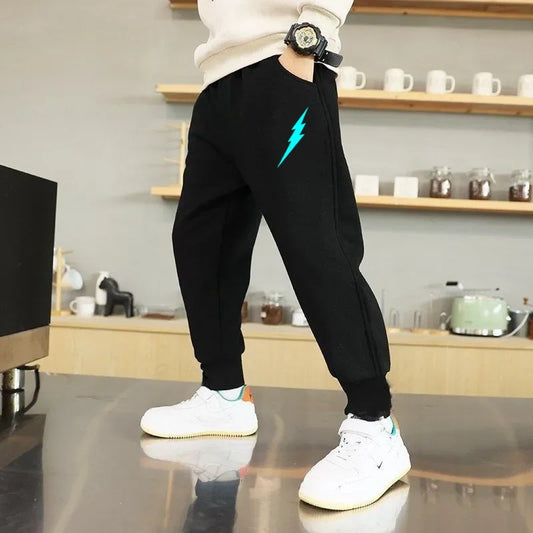 2024 Boys' Pants Lightning Youth and Children's Autumn Clothing Brand Pants 3-14Y New Slow Running Sports Pants Quality Neutral