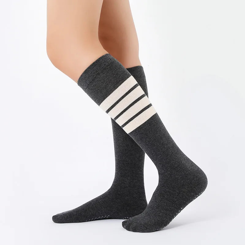 Women Breathable Yoga Socks Silicone Non Slip Cotton Knee High Ladies Fitness Dance Ballet Sports Pilates Grip Socks Slippers