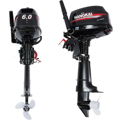 Hangkai 2 Stroke 6HP Gasoline Outboard Engine for Fishing Kayak, Canoe Boat Motors, New Water Cooled, Free Accessories