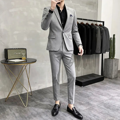 (Suit + Trousers) High-quality Two-piece Groom Wedding High-end Suit Business Casual  Banquet Everything  Costume Homme De Luxe