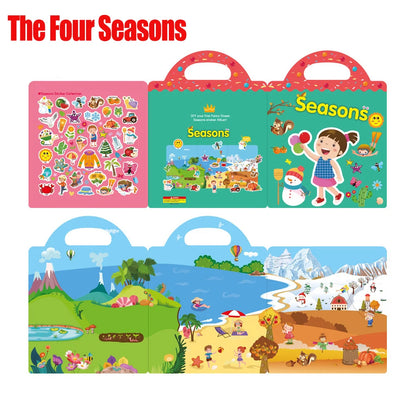 New Children Reusable Scene Cute Stickers DIY Puzzle Sticker Games Books Cartoon Animal Learning Cognition Toys For Kids Gift