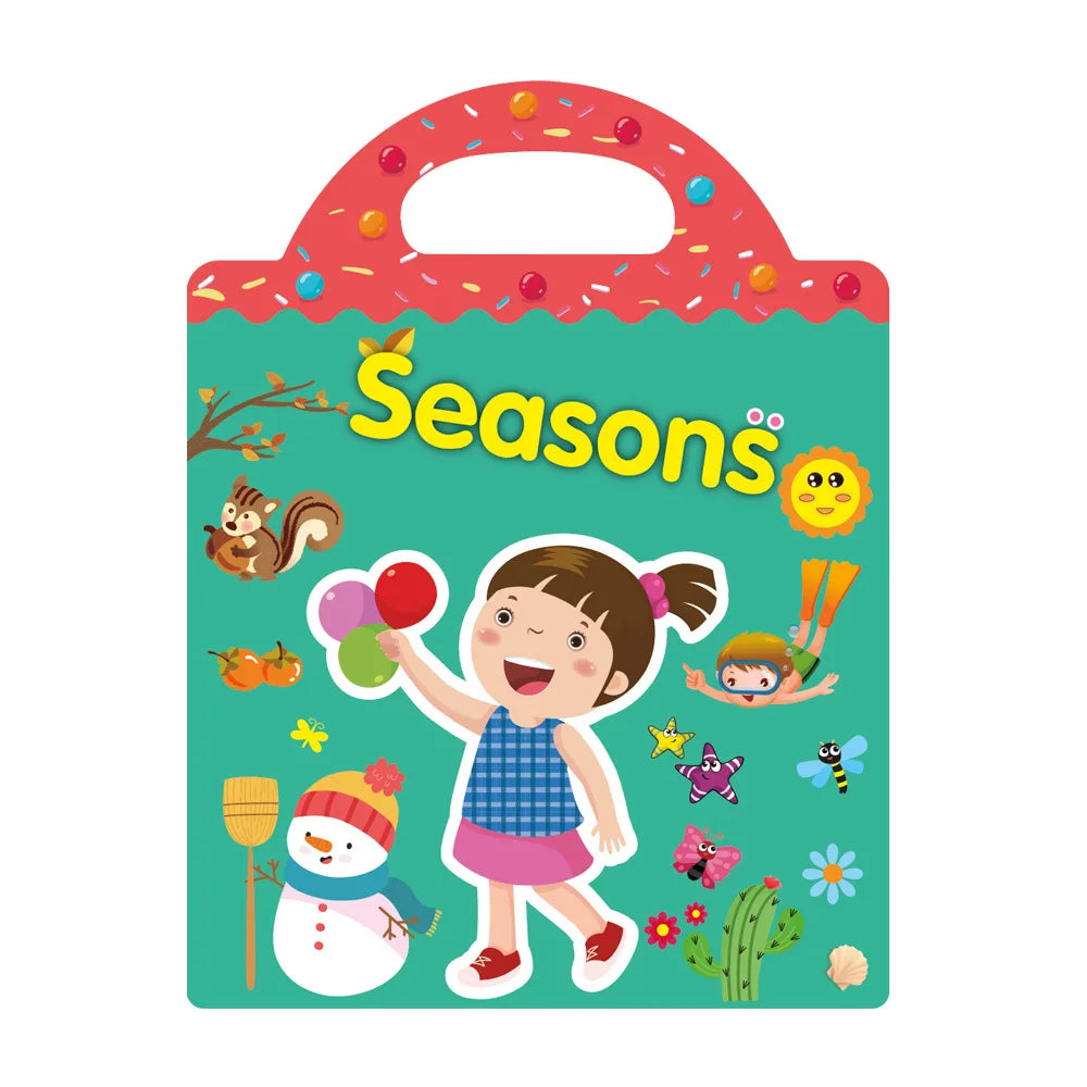 New Children Reusable Scene Cute Stickers DIY Puzzle Sticker Games Books Cartoon Animal Learning Cognition Toys For Kids Gift