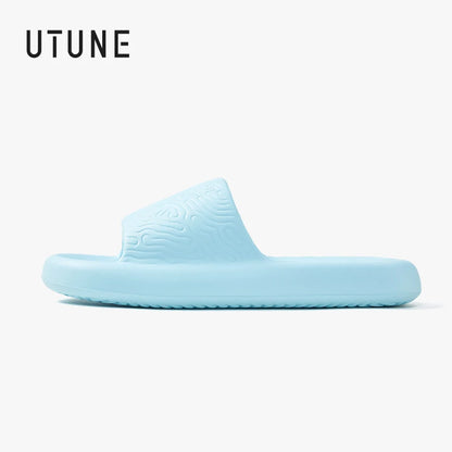 UTUNE Men's Summer Non-Slip Bathroom Home Slippers Cloud Pattern Soft Sole Lightweight One-Piece Design Outdoor Beach Shoes