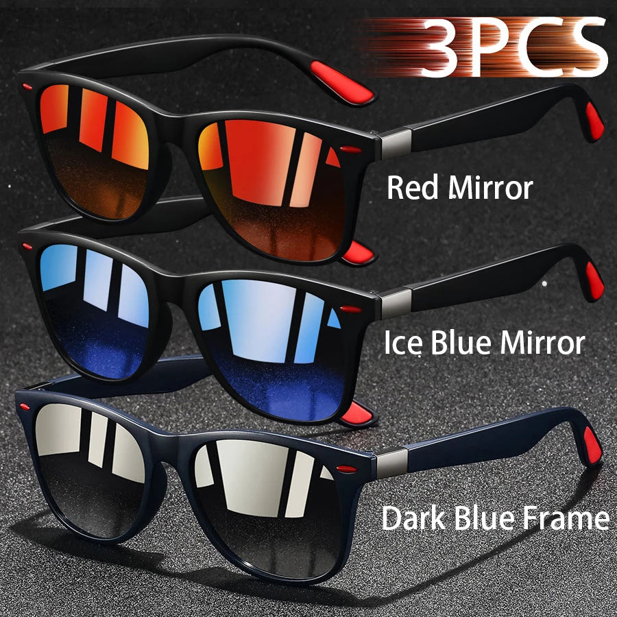 3 PCS Fashion Retro Metal Square Frame Sunglasses Men Ladies 's Luxury Brand Designer Sunglasses Anti-Glare Retro Eyewear UV400