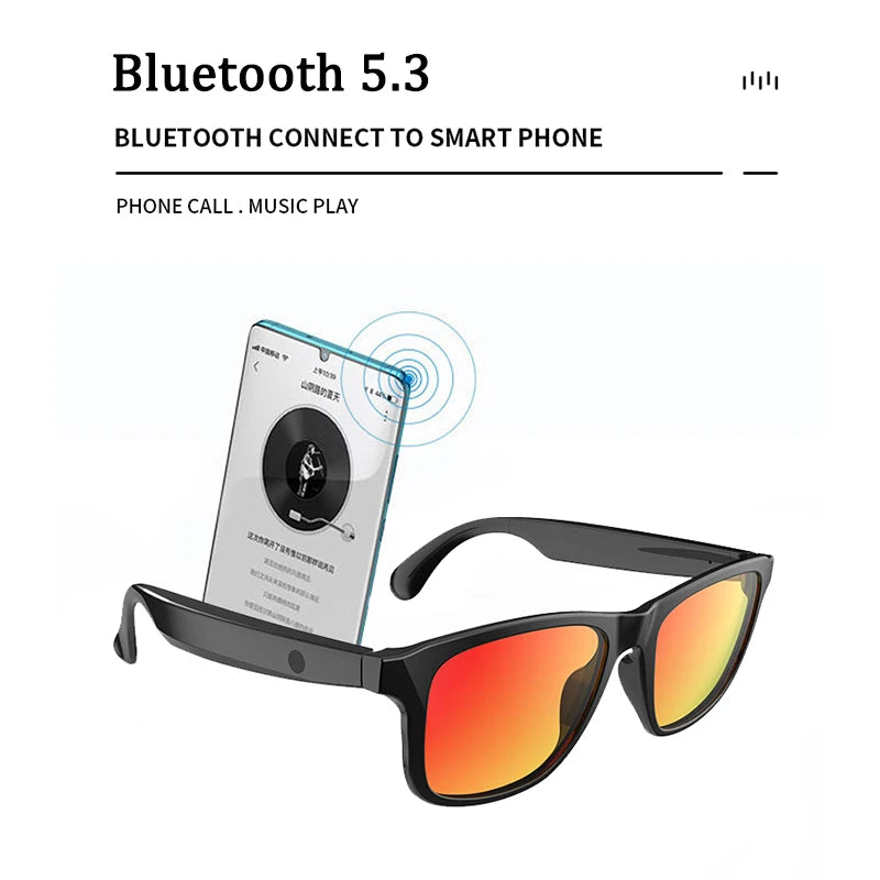 Smart Glasses Bluetooth 5.3 Earphone Wireless Headset Sunglasses Headphone UV400 Touch Contrl Calling Music Anti-Blue Eyeglasses