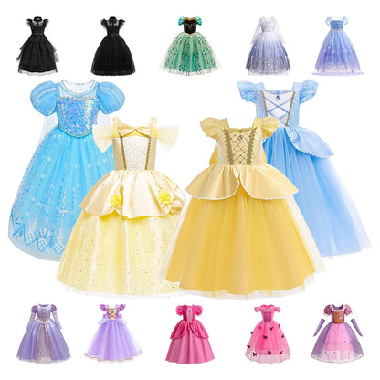 Children Snow Queen Dress Kids Princess Christmas Cosplay Dress Girls Elsa Belle Performance Luxury Clothing Party Fancy Clothes