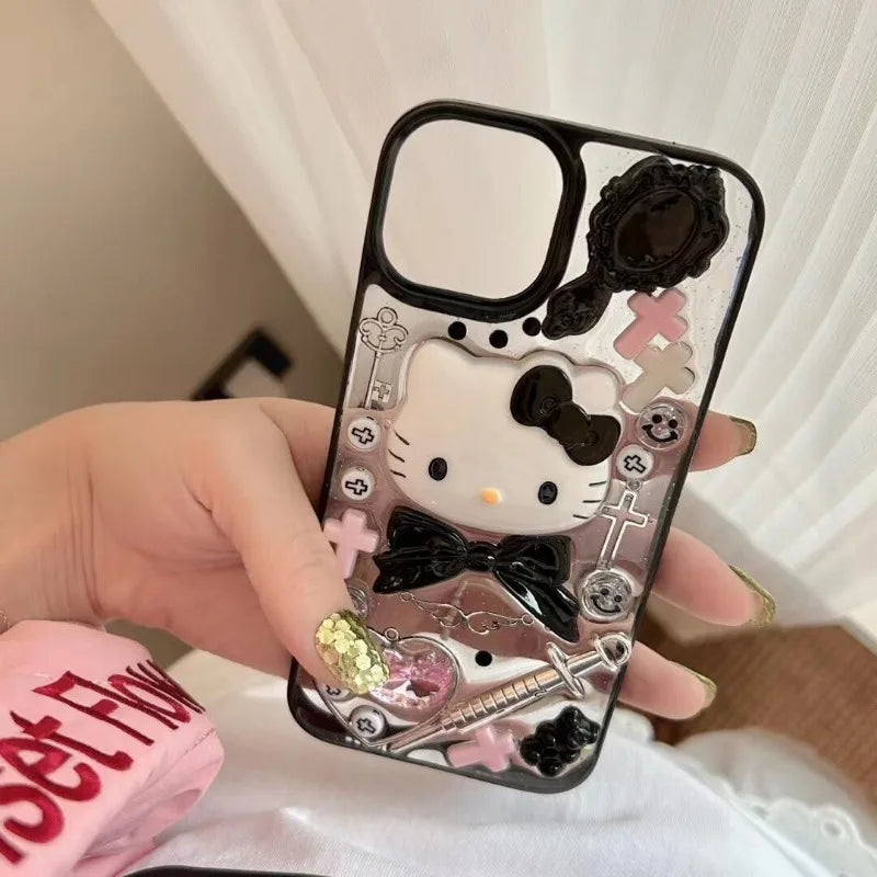 Kawaii Hello Kitty DIY Mobile Phone Shell Bracelet Suit MINISO Anime Lovely Girl Anti Fall Measures Mobile Phone Smart Cover