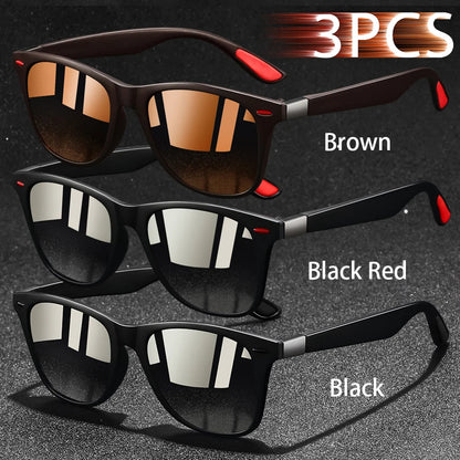 3 PCS Fashion Retro Metal Square Frame Sunglasses Men Ladies 's Luxury Brand Designer Sunglasses Anti-Glare Retro Eyewear UV400