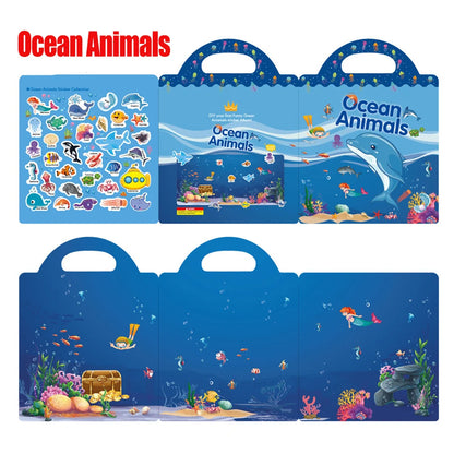 New Children Reusable Scene Cute Stickers DIY Puzzle Sticker Games Books Cartoon Animal Learning Cognition Toys For Kids Gift