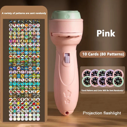 Projection Flashlight, Early Education Puzzle Development Toy, Children Enlightenment Luminous Toy, Cartoon  Patterns Projector