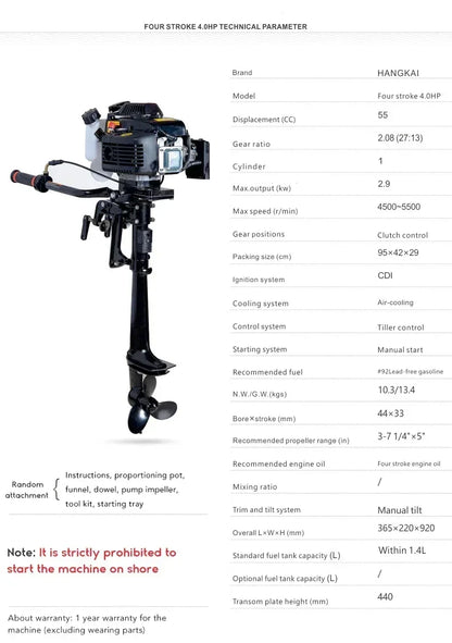 Outboard Motor 4 Stroke 2 Stroke 3.5hp 3.6hp 4hp 6hp 12hp 18hp 30hp 40hp Brushless Electric Outboard Engine for Boat