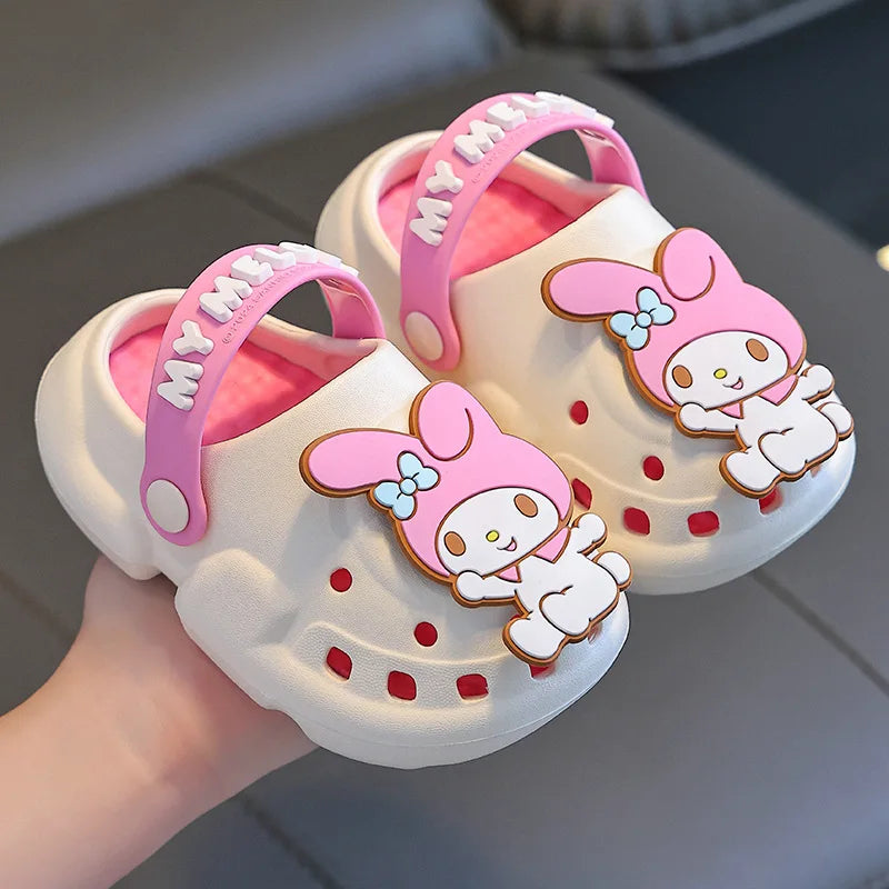 Kawaii MINISO Children Slippers Hello Kitty Cinnamoroll Cartoon Anime Cute Home Bathroom Bathing Anti-Slip Sandal Kids Toys Girl