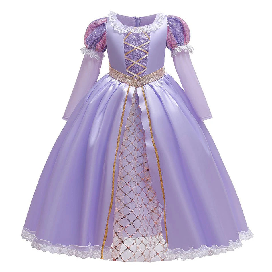 Children Snow Queen Dress Kids Princess Christmas Cosplay Dress Girls Elsa Belle Performance Luxury Clothing Party Fancy Clothes