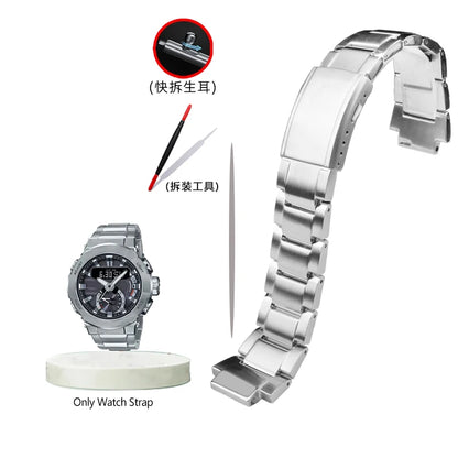 Quick Release For Casio G-SHOCK GST-B200 Stainless Steel Watch band Folding buckle metal Men's bracelet 24x16mm Convex mouth