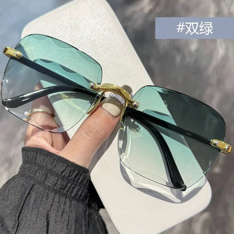 2024 New Fashion Frameless Cut Edge Sunglasses New Summer Sun Visors Square Sunglasses for Woman Lenses UV400 Women Sunglasses