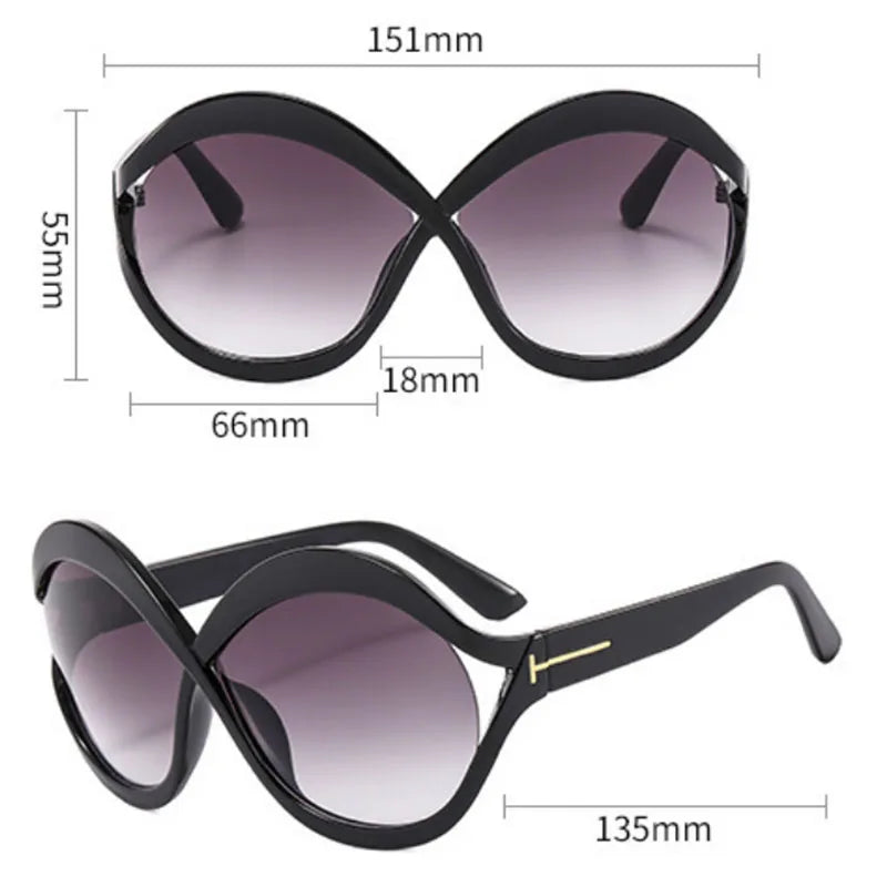 New Oversized Circular Frame Sunglasses Women Brand Designer Fashion Sun Glasses Lady Outdoor Travel Eyewear UV400 Oculos De Sol