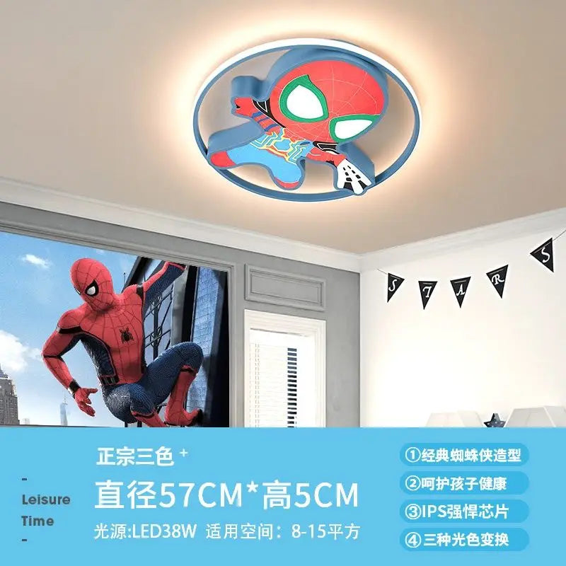 Marvel Spiderman New Multifunctional Personalized Creative Cartoon Smart Decorative Ceiling Lamp for Children's Boys' Bedroom