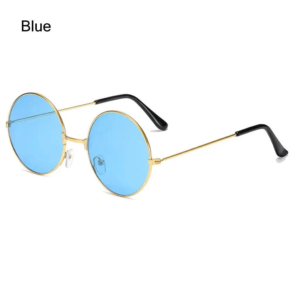 Fashion Disco Hippie Women Men Circle Glasses Round Sunglasses Metal Sunglasses Eyewear