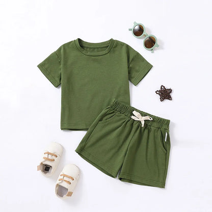 Summer 2pcs Kids Clothes Sets Children Sports Style Tracksuits T-shirts and Shorts Boy and Girl Outfits Suits