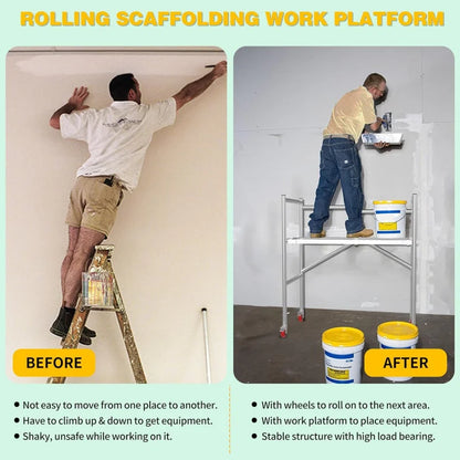 Scaffolding Work Platform, Rolling Scaffolding with Wheels Scaffold for Building Construction Interior Painting Home Improvement