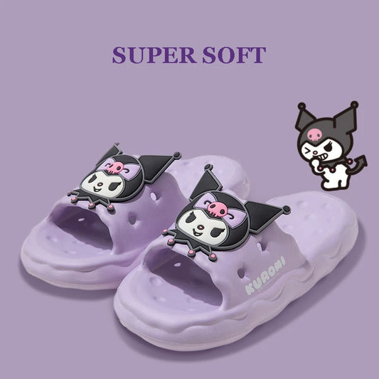 Miniso Cinnamoroll Kuromi Female Home Slippers Elder Girls Indoor Sandals Soft Soled Non-Slip Teenages Bathroom Shoe Women Youth