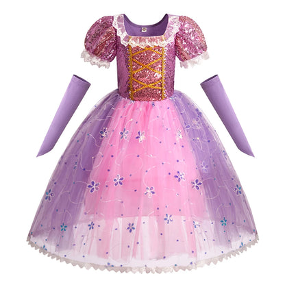 Children Snow Queen Dress Kids Princess Christmas Cosplay Dress Girls Elsa Belle Performance Luxury Clothing Party Fancy Clothes